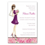 Bridal Shower Invitations, Floral Bride Brunette, Bonnie Marcus 